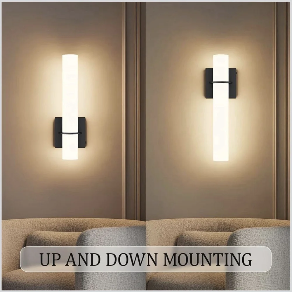 Klighten Hardwired Black Wall Sconces Set of Two Modern Bathroom Sconce